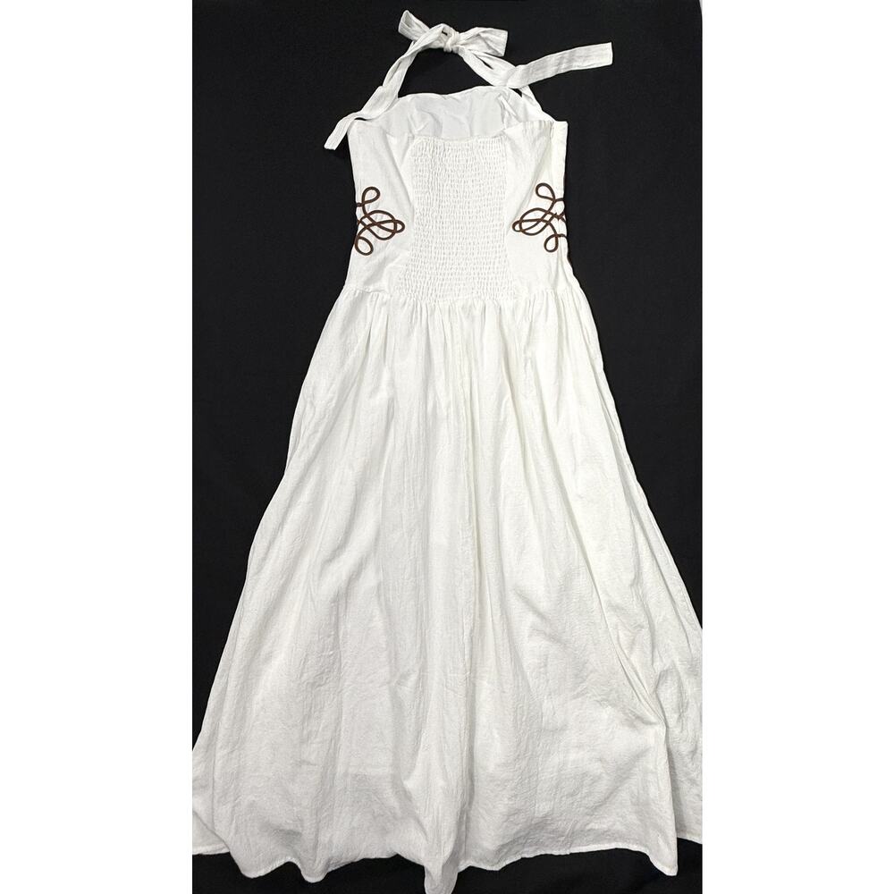 NWT Poéselle Women's white halter cotton dress, embroidered Celtic knotwork Sz 4 - Picture 7 of 13